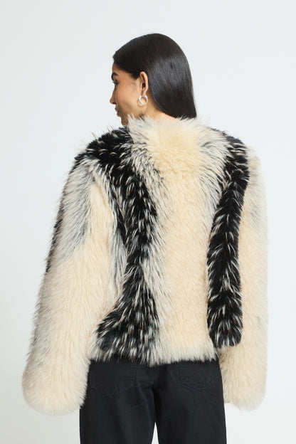 ICHI IHflaxa Fur Coat - Spotted Cream