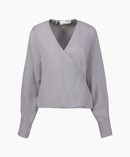 Selected Femme Jolie Wrap Top - Steel