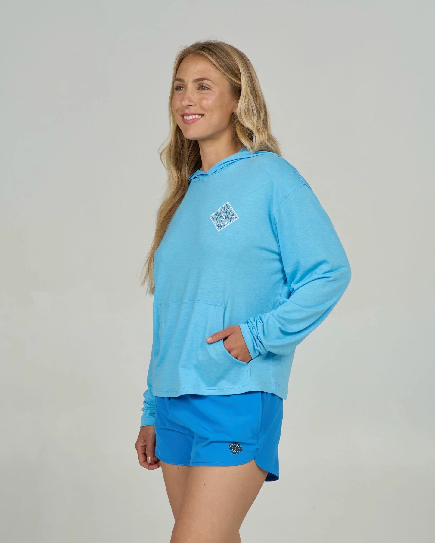 Saltly Crew Tippet Fill Tech Hoodie  - Pool