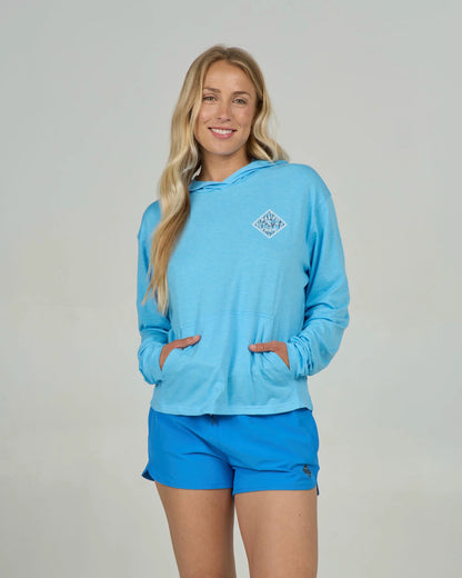 Saltly Crew Tippet Fill Tech Hoodie  - Pool