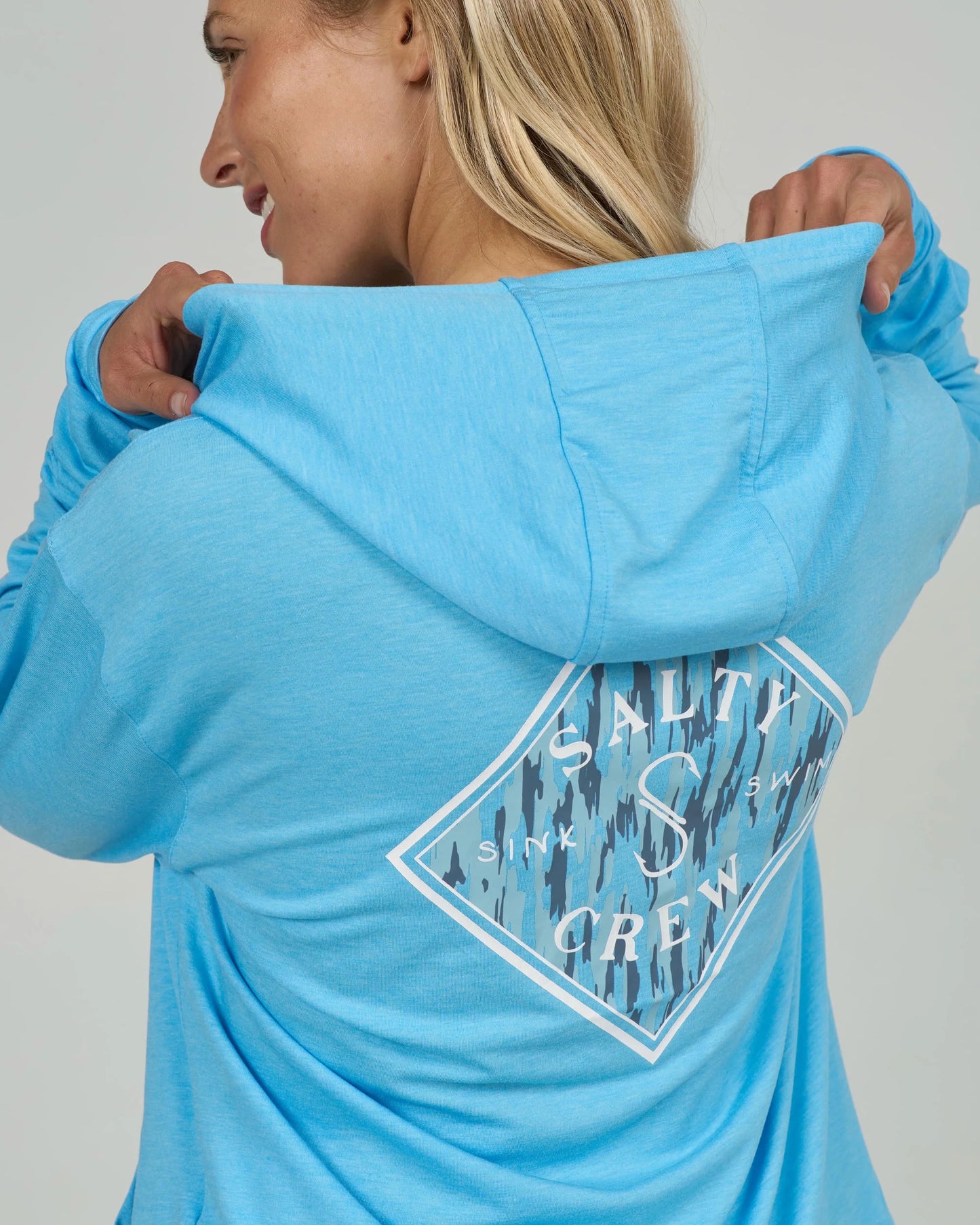 Saltly Crew Tippet Fill Tech Hoodie  - Pool