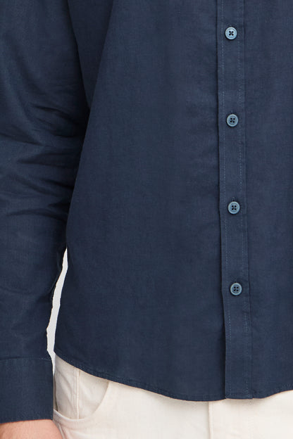 Casual Friday Anton Long Sleeve Grandfather Shirt - Navy