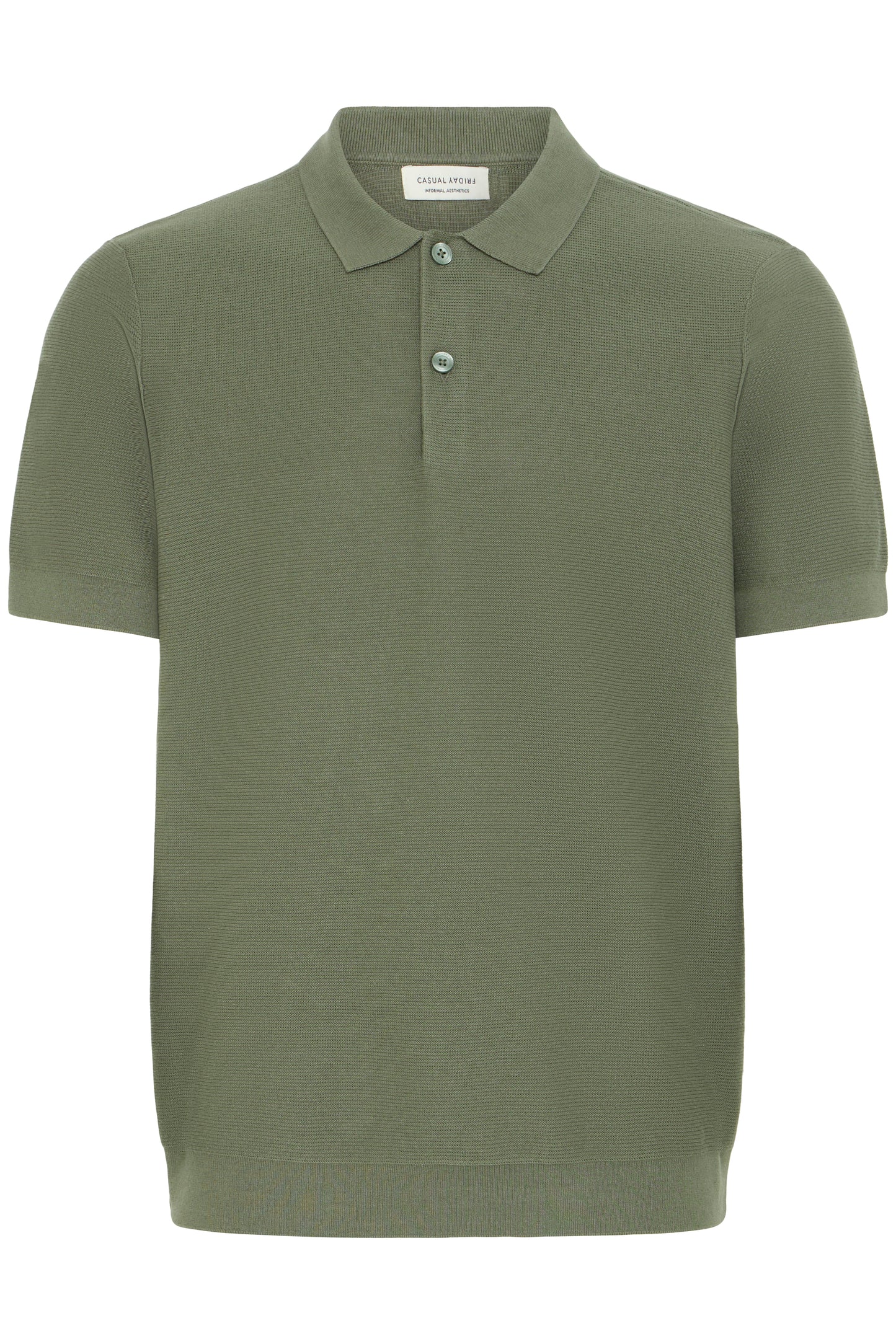 Green polo shirt on a white background