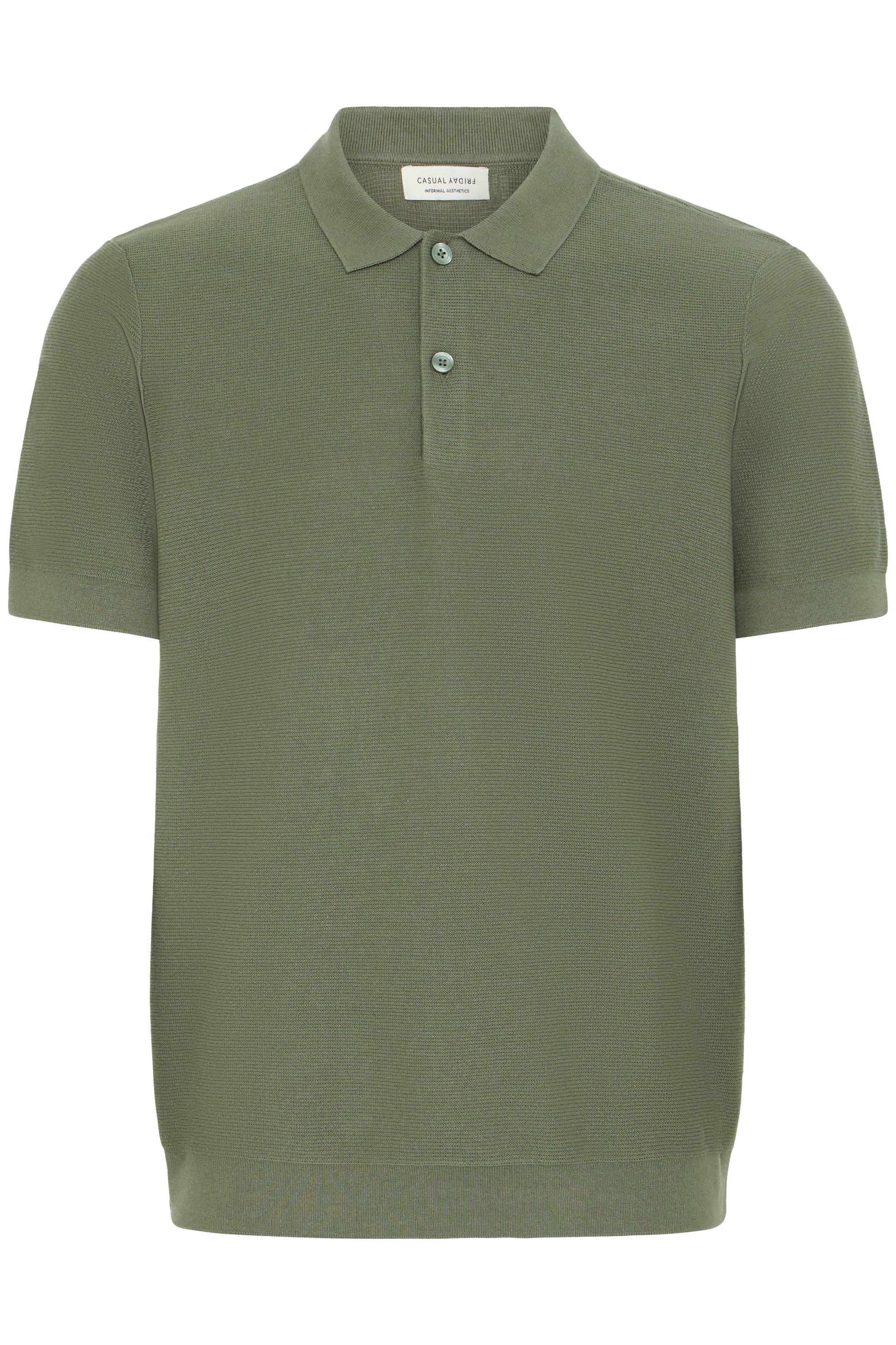 Green polo shirt on a white background