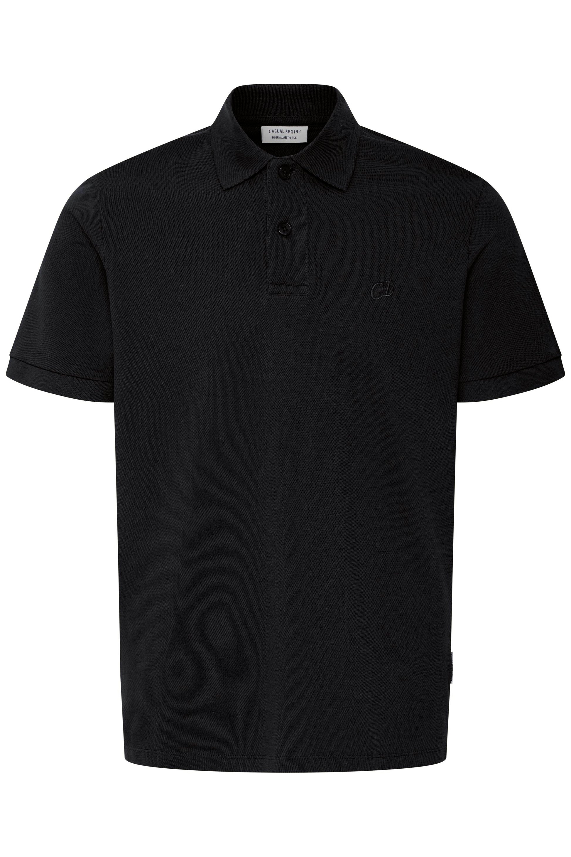 Black polo shirt on a white background