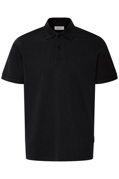 Black polo shirt on a white background