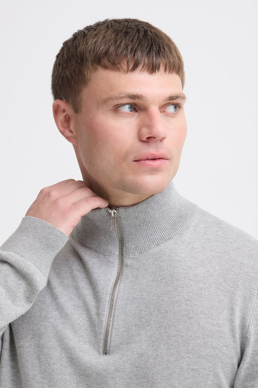 Blend BHbagge Half Zip Jumper - Marl Grey