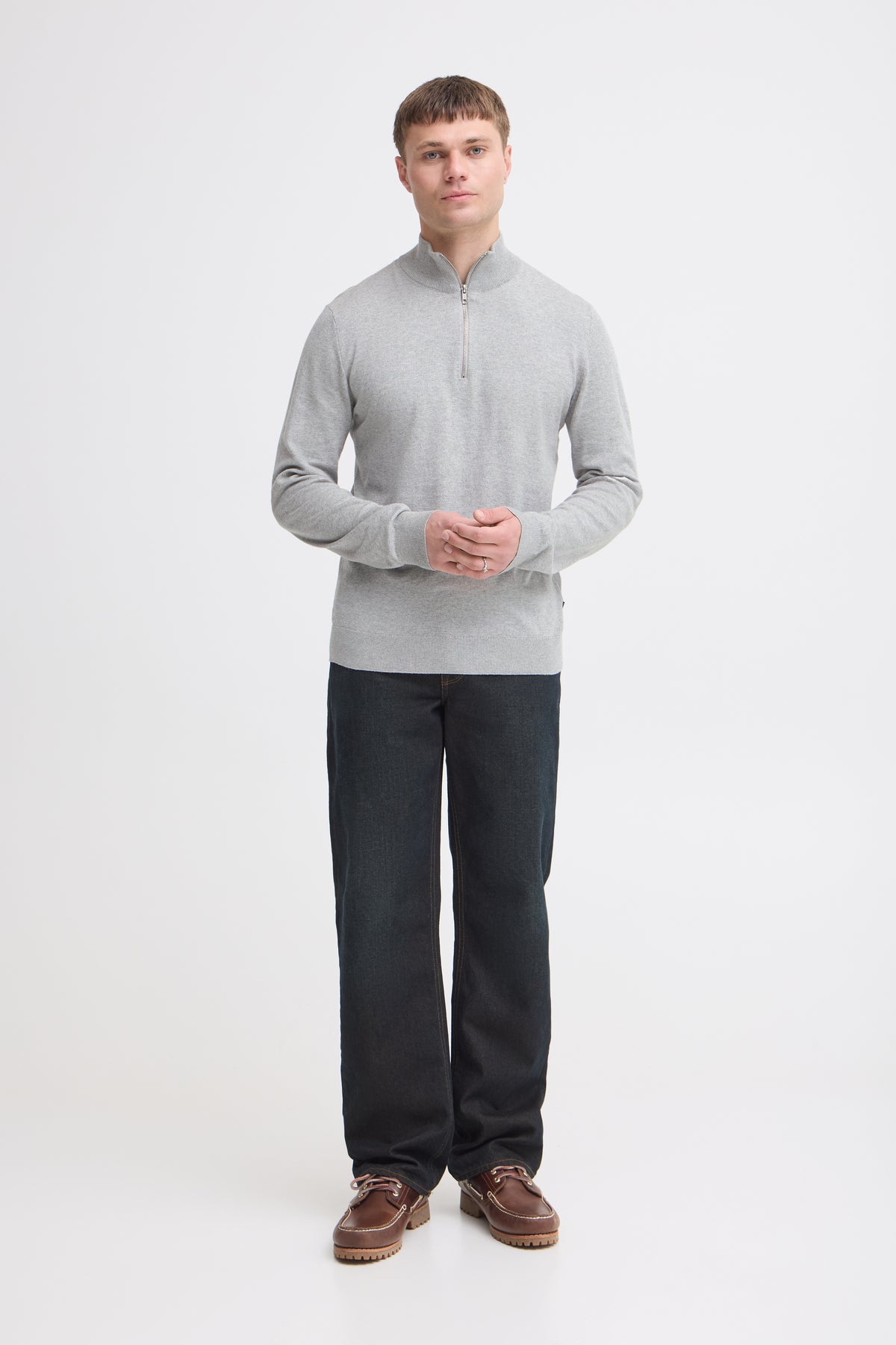 Blend BHbagge Half Zip Jumper - Marl Grey