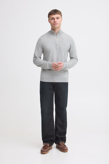 Blend BHbagge Half Zip Jumper - Marl Grey