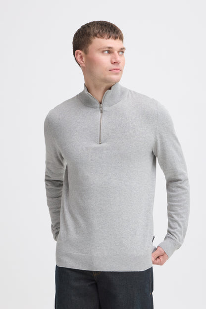 Blend BHbagge Half Zip Jumper - Marl Grey