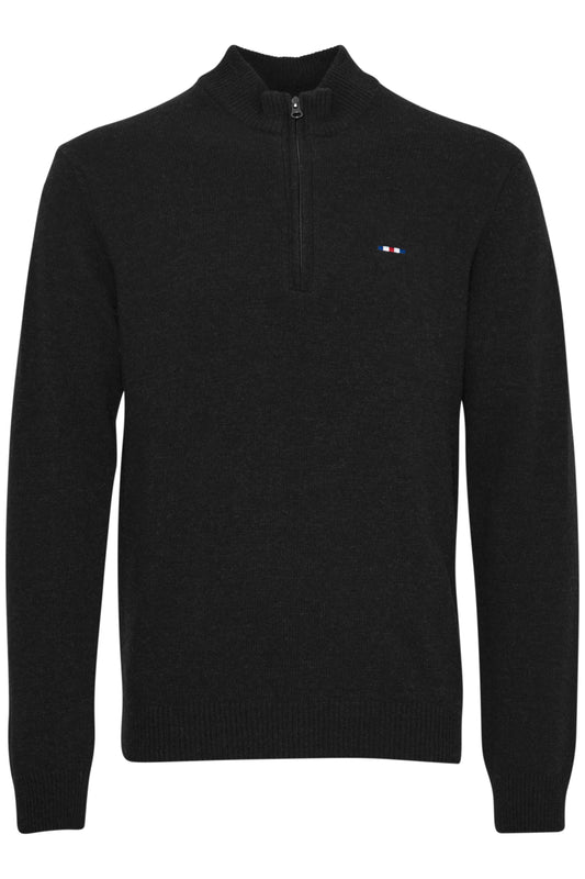 FQ1924 Lambswool Half Zip Knit - Black