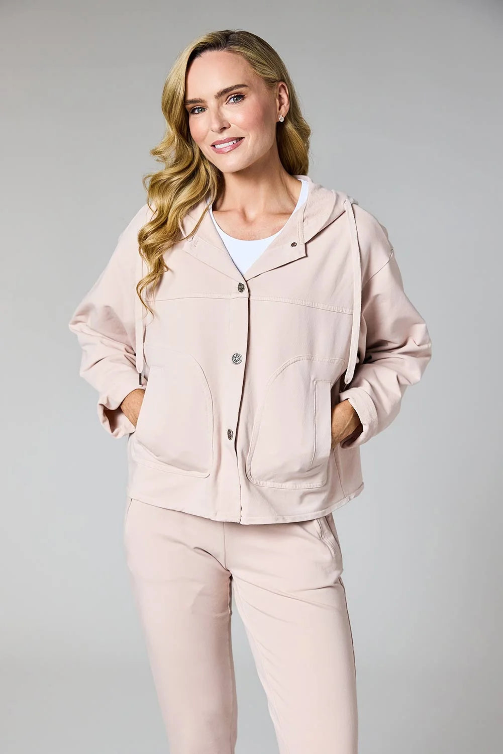 Deck Button Up Hoodie - Pale Rose