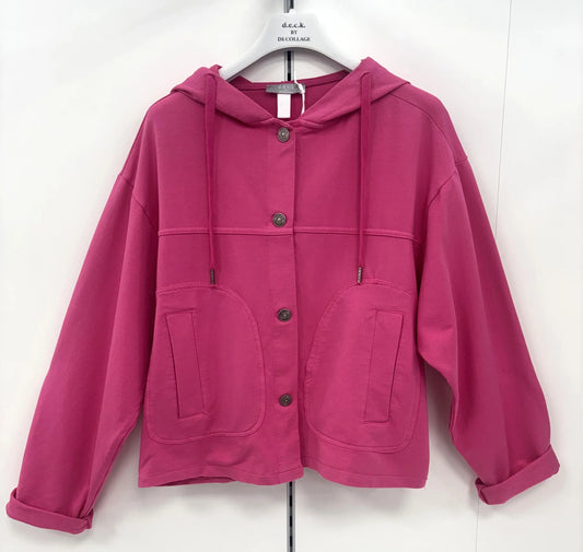 Deck Button Hoody - Fuchsia