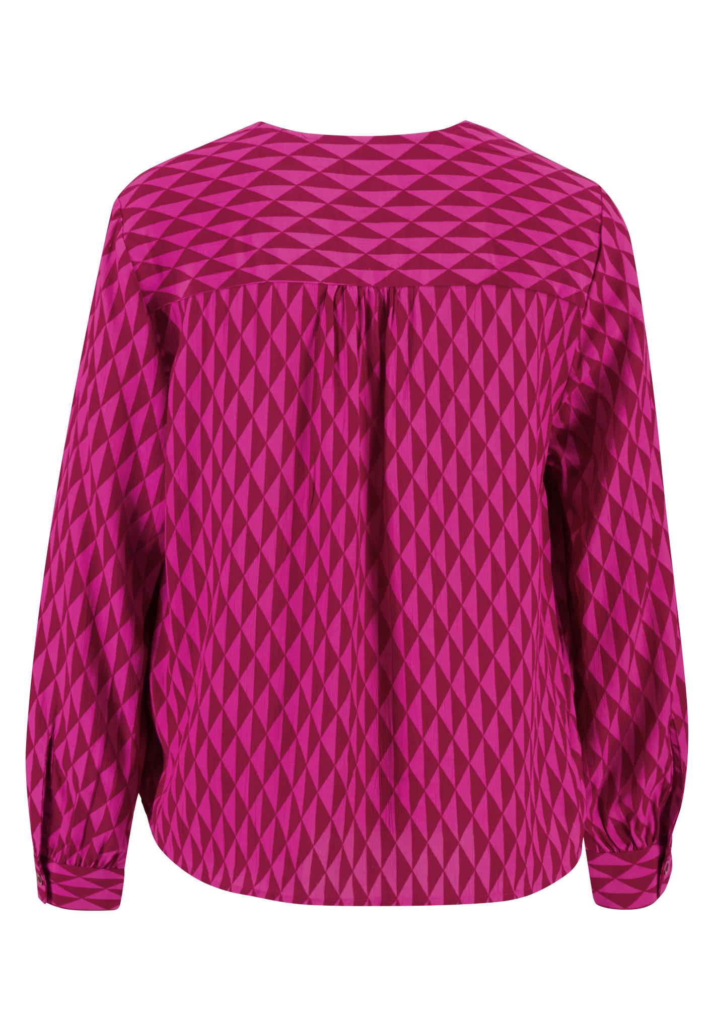 Fynch Hatton V-Neck Blouse Geometric Print - Sweet Berry