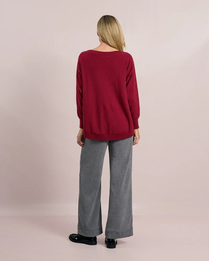 Deck Centre Seam Detail Knit - Bordeaux