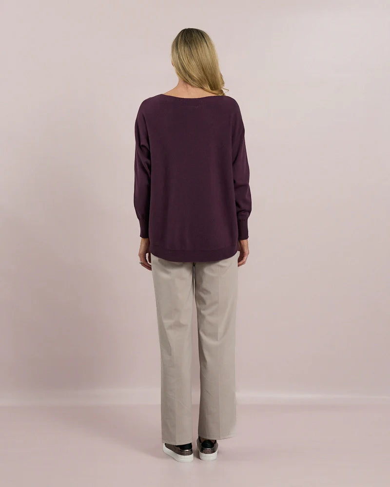 Deck Centre Seam Detail Knit - Mulberry