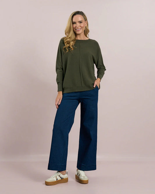 Deck Centre Seam Detail Knit - Khaki