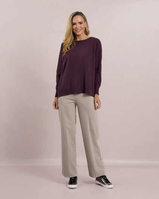 Deck Centre Seam Detail Knit - Mulberry