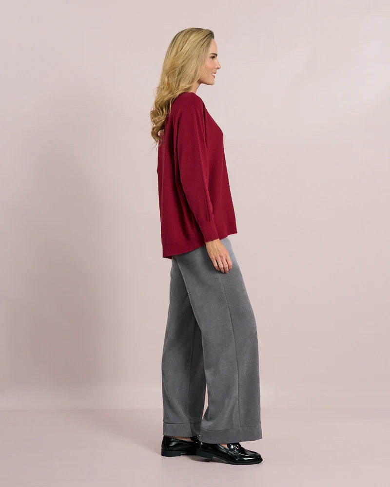 Deck Centre Seam Detail Knit - Bordeaux