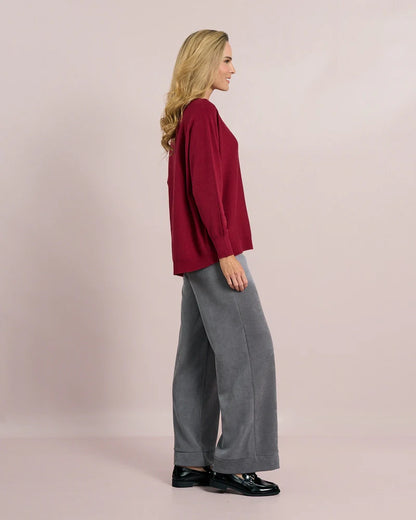 Deck Centre Seam Detail Knit - Bordeaux