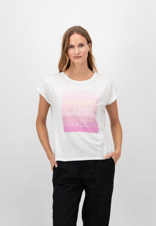 Fynch Hatton Chestprint Colourful Tee - White