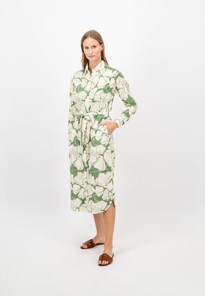 Fynch Hatton Flower Patterned Shirt Dress - Reed Green