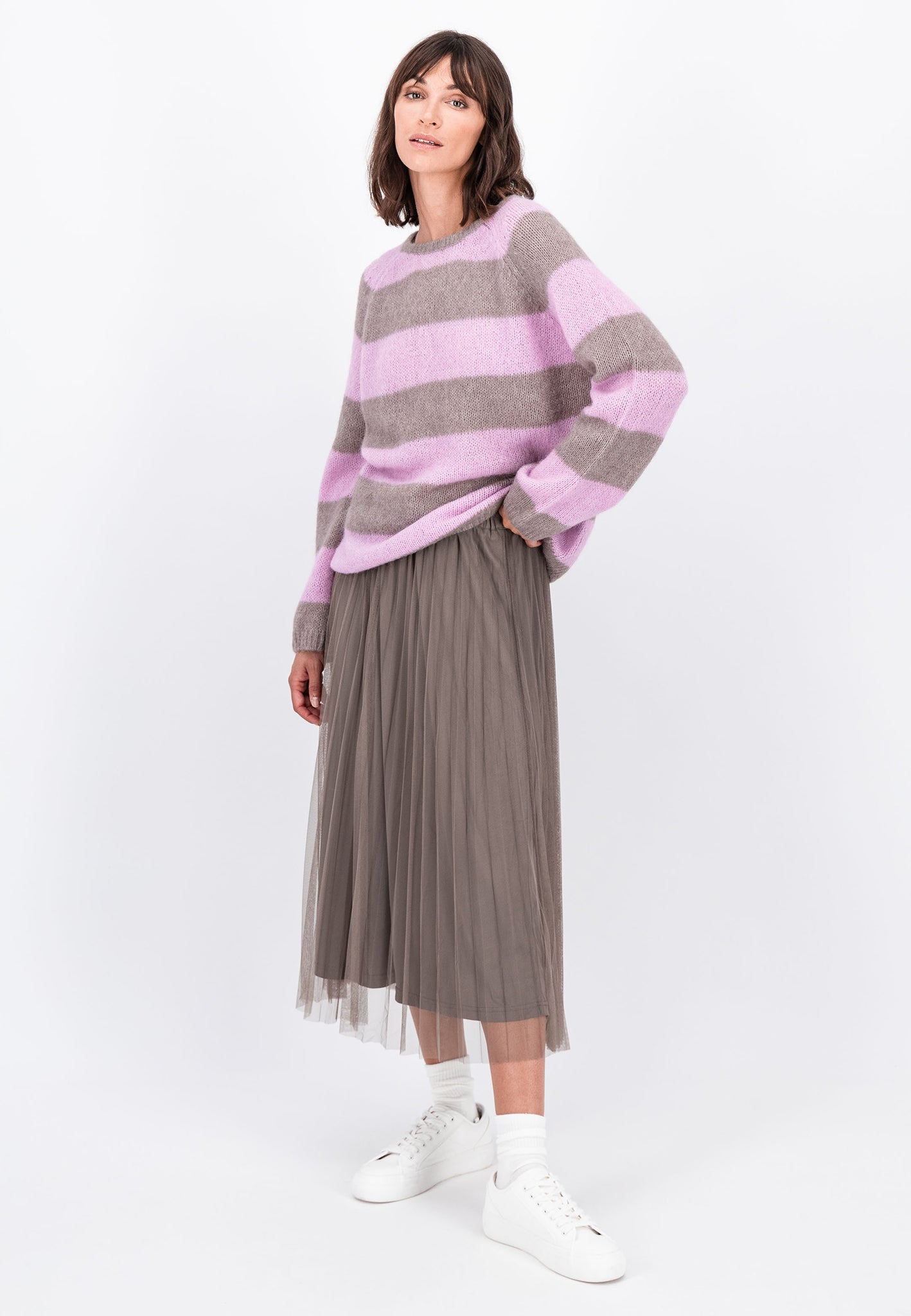 Fynch Hatton Stripe Loose Knit - Taupe