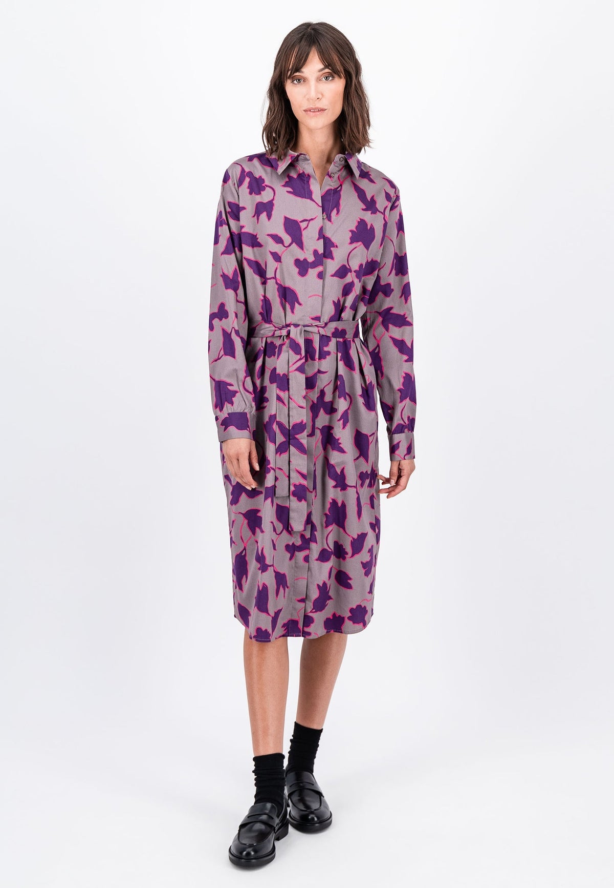 Fynch Hatton Satin Blossom Dress - Grey Taupe