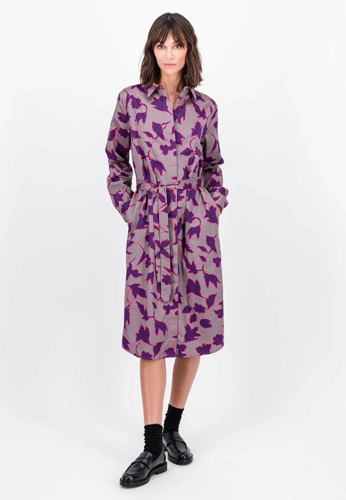 Fynch Hatton Satin Blossom Dress - Grey Taupe