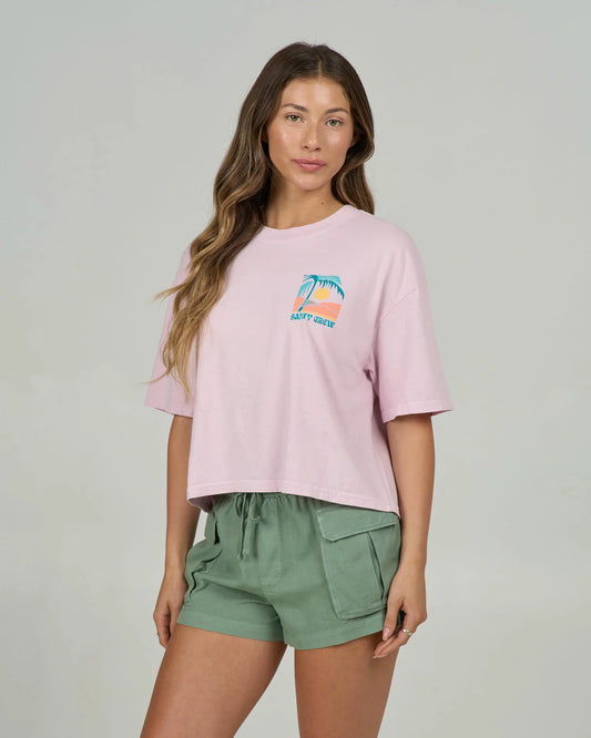 Salty Crew Travel Far Skimmer Tee- Pink Skies