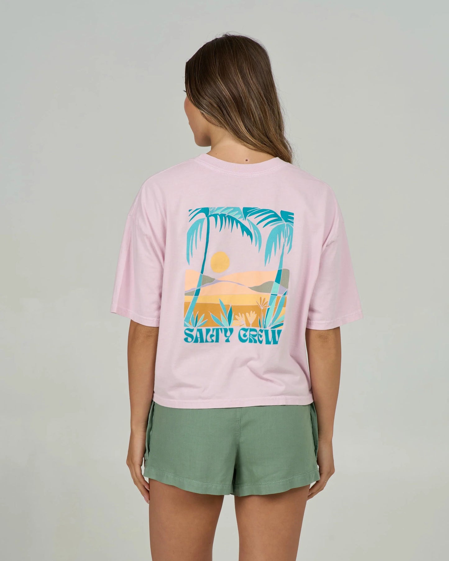 Salty Crew Travel Far Skimmer Tee- Pink Skies