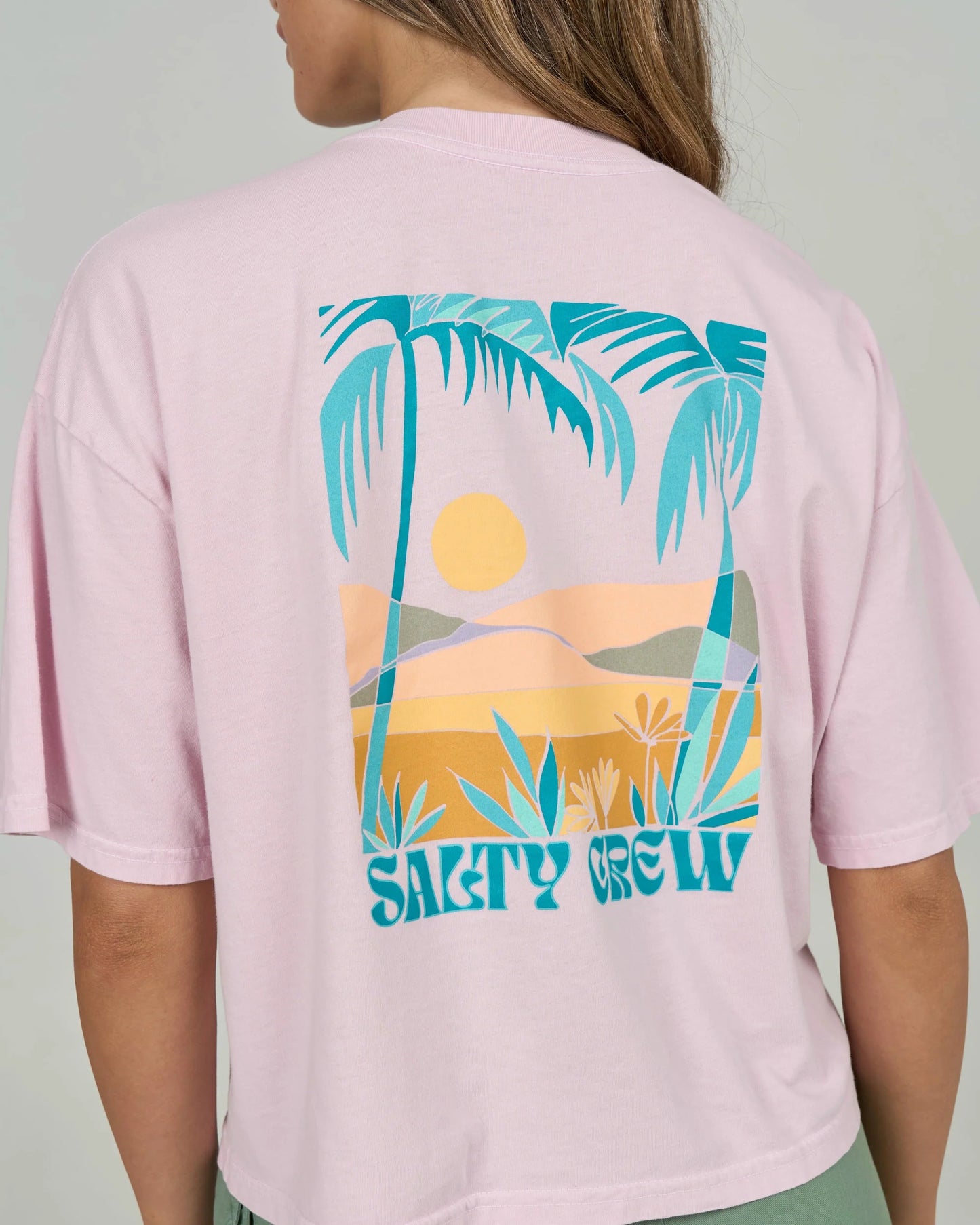 Salty Crew Travel Far Skimmer Tee- Pink Skies