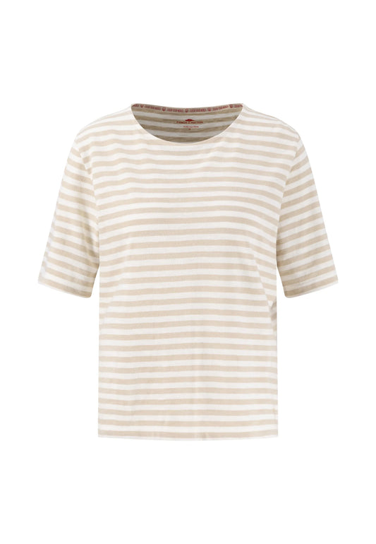 Fynch Hatton Slub Stripe Tee - Sand