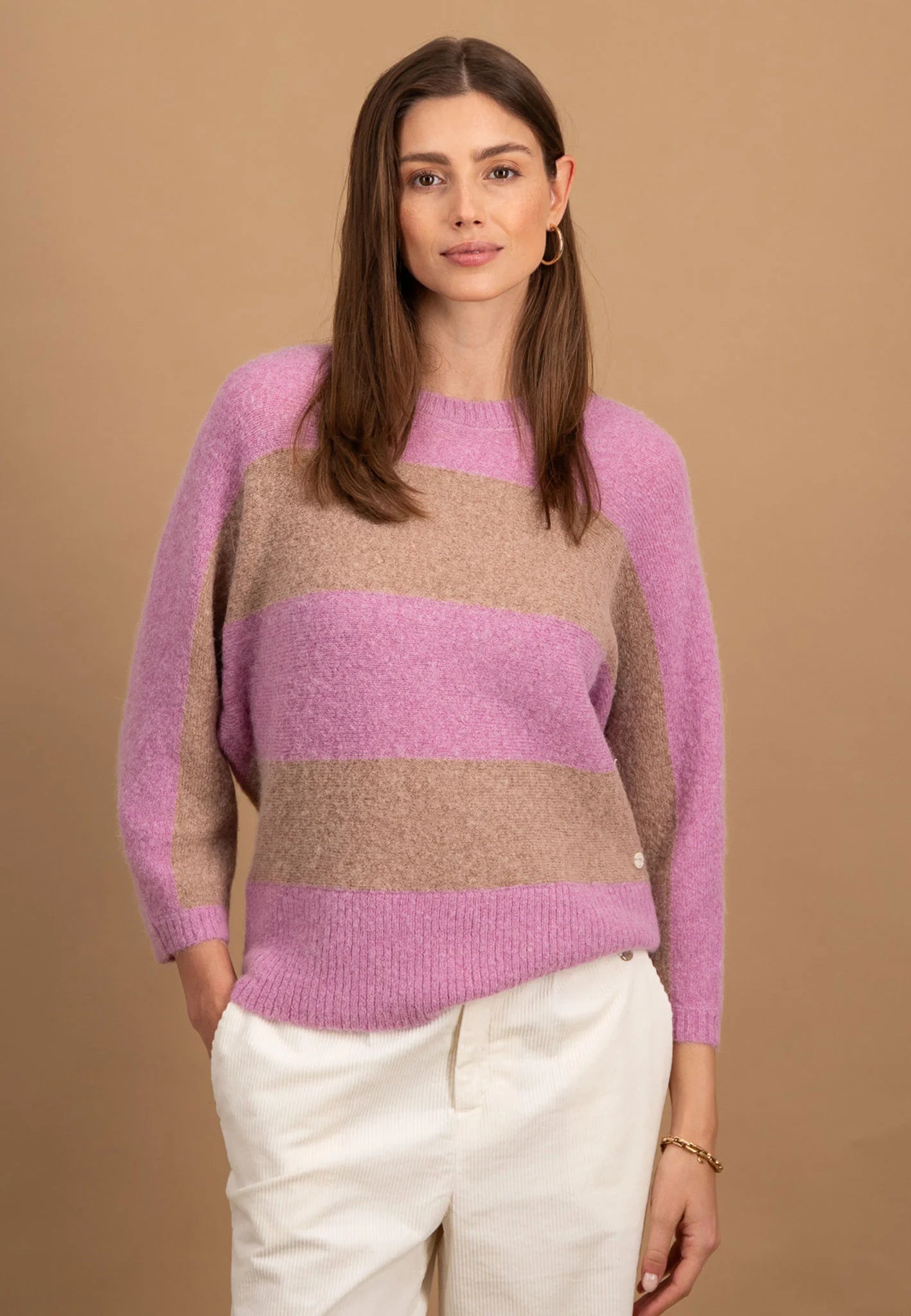 Fynch Hatton Stripe Pullover - Mauve Rose
