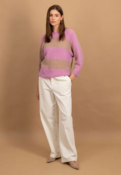Fynch Hatton Stripe Pullover - Mauve Rose