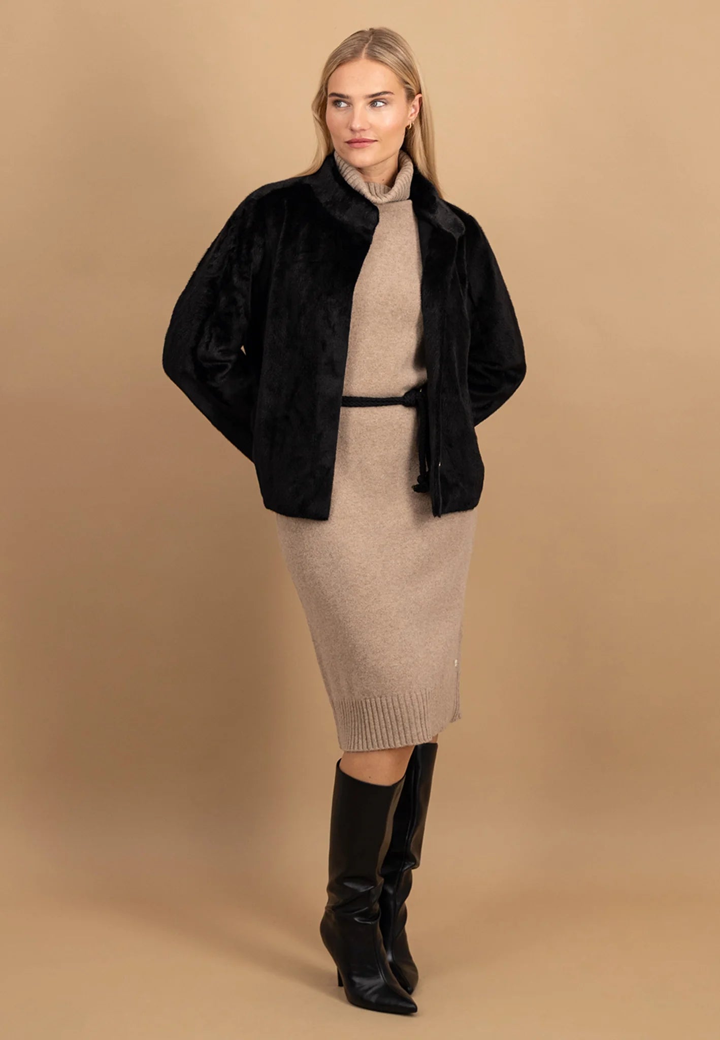 Fynch Hatton Relaxed Fake Fur Jacket - Black