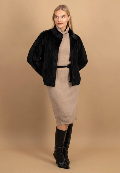 Fynch Hatton Relaxed Fake Fur Jacket - Black