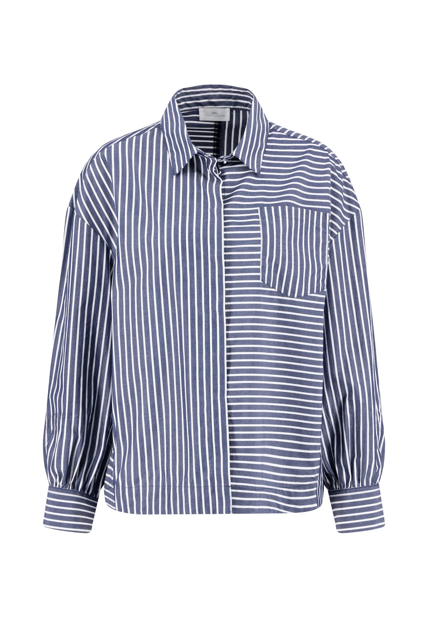 Fynch Hatton Asymmetric Stripe Blouse - Aura Blue