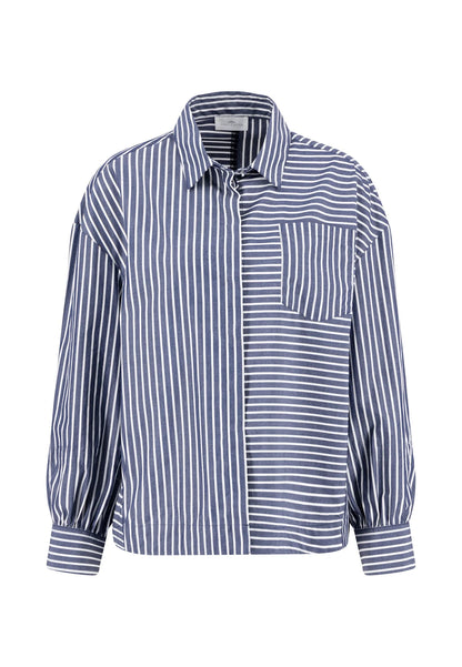 Fynch Hatton Asymmetric Stripe Blouse - Aura Blue