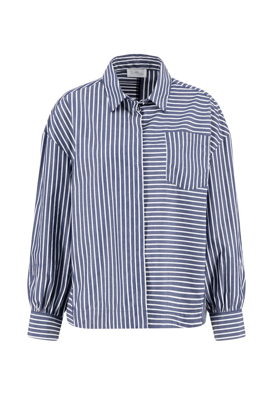 Fynch Hatton Asymmetric Stripe Blouse - Aura Blue