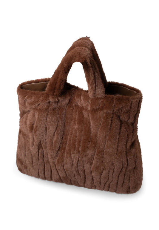 Fynch Hatton Fake Fur Structure Bag - Chocolate