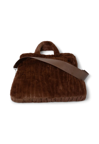 Fynch Hatton Fake Fur Structure Bag - Chocolate