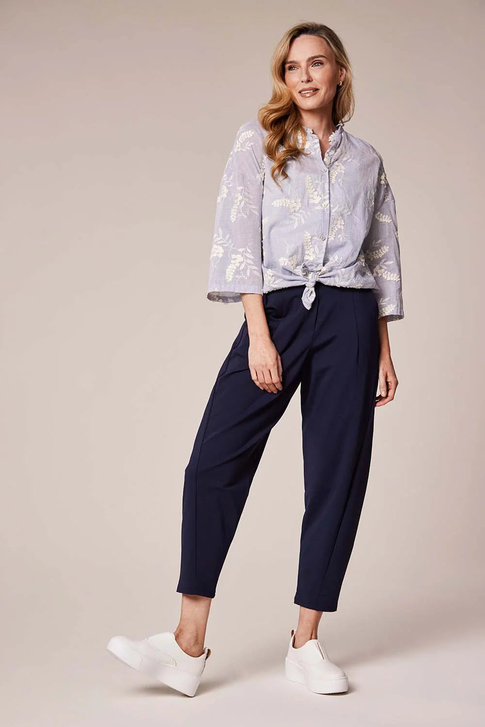 Deck Barrel Leg Trouser - Navy