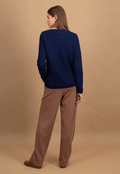 Fynch Hatton Round Neck Pullover - Aura Blue