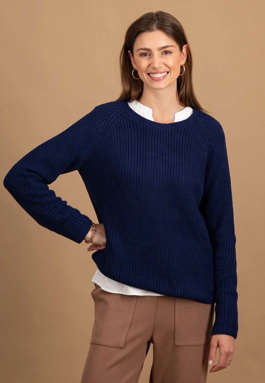 Fynch Hatton Round Neck Pullover - Aura Blue