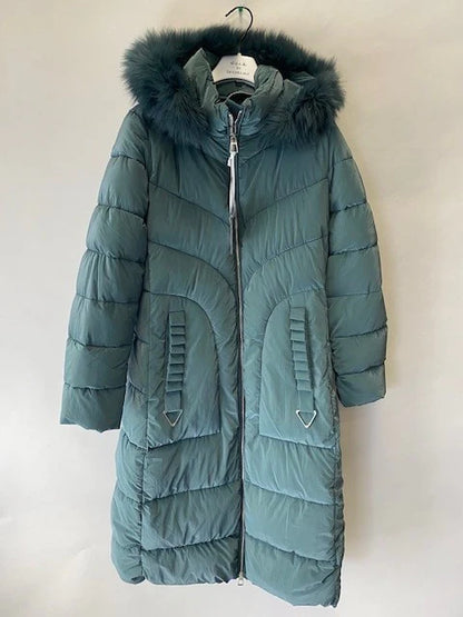 Deck Faux Fur Trim Hooded Coat - Green