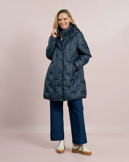 Deck 3/4 Length Hooded Jacket - Navy