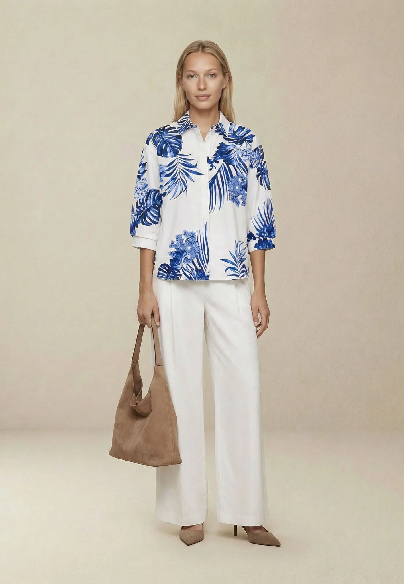 Fynch Hatton Puffy Sleeve Blouse - Milk Leaves