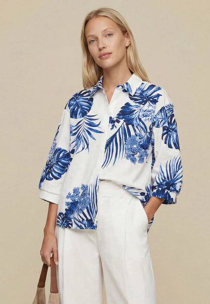 Fynch Hatton Puffy Sleeve Blouse - Milk Leaves