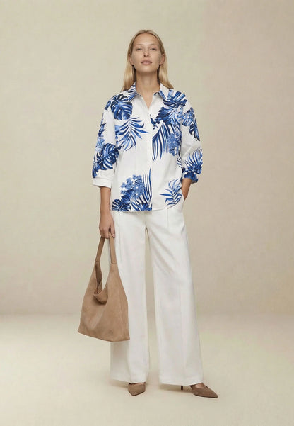 Fynch Hatton Puffy Sleeve Blouse - Milk Leaves
